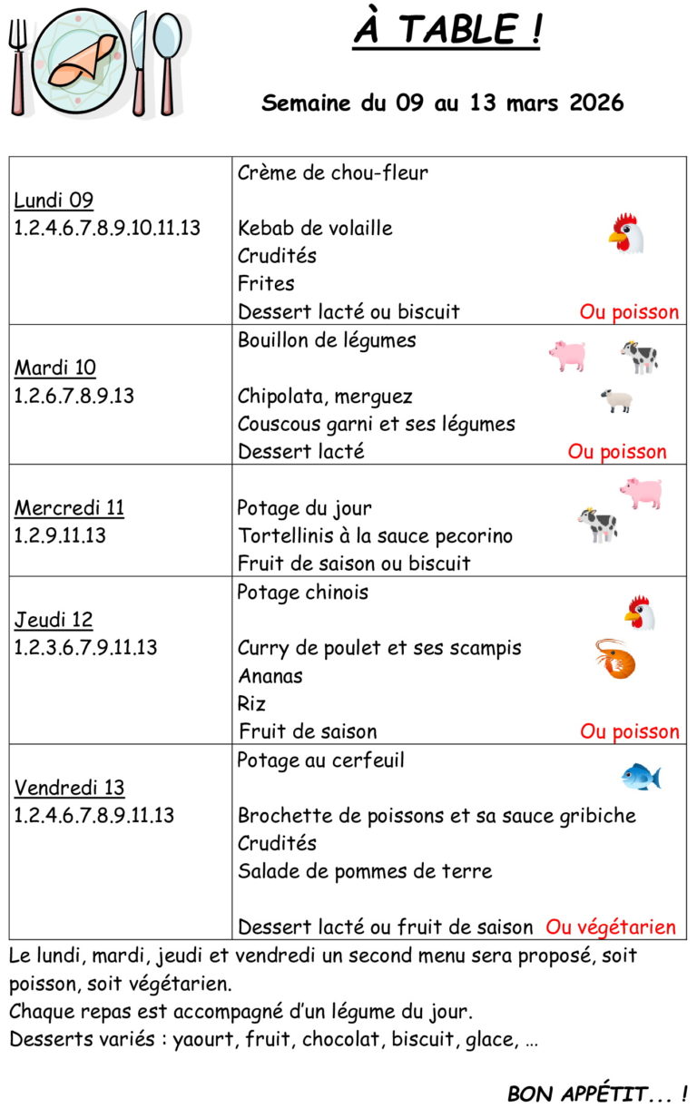 du 09/03 au 13/03/2026